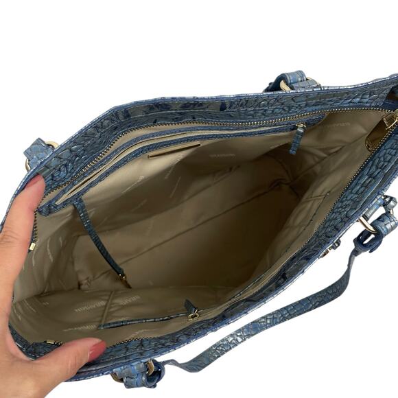 Brahmin Abigail Tote Bag Serenity Ombre Melbourne Silvery Blue Leather - Picture 9 of 11